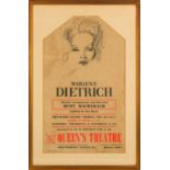 Marlene Dietrich (Signed). Queen's Theatre Exhibition Poster.