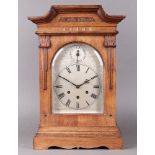 Gustav Becker, an Edwardian striking on 5 gongs bracket clock with 18cm arched dial, chime/silent