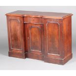 A Victorian mahogany serpentine fronted chiffonier fitted a drawer above cupboard, flanked by