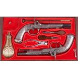 Jamieson Aberdeen, a pair of mid 19th Century 42 bore, Scottish all metal percussion belt pistols by