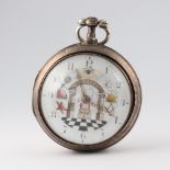 Masonic, G B Giobbio of Bath, a key wind fusee, pair cased, pocket watch, the enamelled dial
