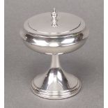 A silver pedestal powder puff, fitted a mirror (a/f), Birmingham 1923, marks rubbed 8cm