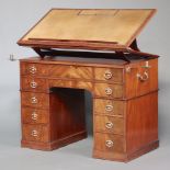 Attributed to Gillows, a mahogany pedestal architect's desk, circa 1790. The gilt, double-
