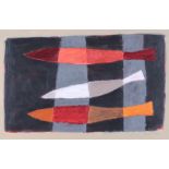 Breon O'Casey (British, 1928-2011), "Fish I", acrylic on paper, signed and dated 2003 recto,