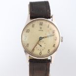 A gentleman's Tudor wristwatch with plain dial, Arabic numerals and subsidiary second hand, case no,