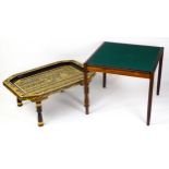 A 20thC table with Egyptian revival style detailing. Together with a baize topped rosewood card