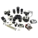 A quantity of cameras and camera equipment to include an Agima Anastigmat, an Ilford Sportsman, a