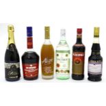 A 1l bottle of Bacardi white rum. Together with bottles of De Kuyper cherry brandy, Dubonnet,