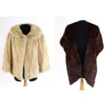 A Harrods short length fur coat. Chest approx. 38". Together with a fur stole (2) Please Note - we