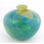 A Michael Harris for Mdina glass Japanese Globe vase of spherical form with raised button rim.