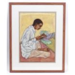 Shanti Panchal (b. 1951), Indian School, Watercolour, Untitled, A portrait of a craftsman. Signed in
