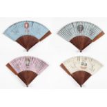 Ballooning Fan. A handmade 4-way fan depicting the early days of ballooning, late 18th century