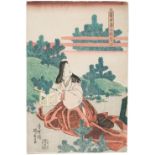 Kunisada (Utagawa, 歌川 国貞). Noblewomen picking Fir Branches, Edo: Yorozuya, 1832-1840
