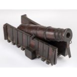 Cannon. An Indian hardwood desktop cannon, 19th century
