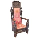 Hall Chair. An interesting carved wood 'Shakespearean' hall chair, circa 1890