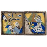 Safavid Tiles. Two polychrome Safavid tiles, Iran, late 17th century