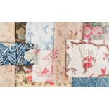 Fabric. A group of printed 19th & 20th century lengths and fragments