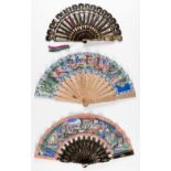 Chinese Fan. A lacquered and painted bamboo brisé fan, circa 1840