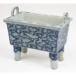 Censer. A Chinese blue and white porcelain censer, Wanli mark