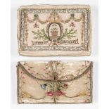 Embroidered Pocket Book. A French love token wallet or purse, 1780s, & another