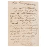 Lear (Edward, 1812-1888). Autograph Letter Signed, Villa Tennyson, [Sanremo, Italy], [1880s]
