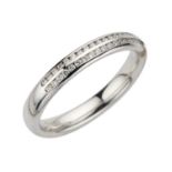 AN 18CT WHITE GOLD TWO ROW DIAMOND HALF ETERNITY RING
