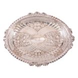 A LATE VICTORIAN SILVER OVAL FRUIT BOWL
