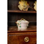 A WORCESTER PORCELAIN CHESTNUT BASKET AND COVER