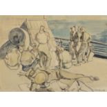*HUBERT ANDREW FREETH (1912-1986) 'Crew Playing Cards, Mediterranean Convoy'