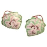 A PAIR OF WORCESTER PORCELAIN LEAF DISHES