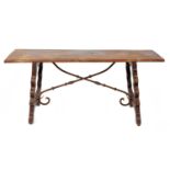 A SPANISH BEECH AND OAK REFECTORY TABLE