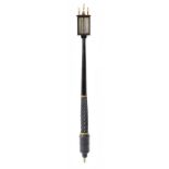 AN EBONISED AND BRASS MOUNTED STICK BAROMETER IN THE MANNER OF DANIEL QUARE (1648-1724)