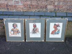 THREE 19th CENTURY COLOURED LITHOGRAPHS OF NORTH AMERICAN INDIGENOUS PEOPLE