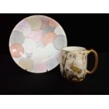 ROYAL WORCESTER TANKARD IN THE STYLE OF JAPANESE LACQUER