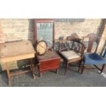 A VICTORIAN SHAVING MIRROR ON WALL-MOUNTING ADJUSTABLE BRASS FITTING