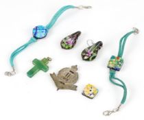 Vintage and later jewellery and objects including Murano bracelets, Murano style earrings and a