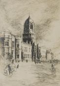 Christ Church, 19th century engraving, indistinctly signed in pencil, mounted, 14cm x 10cm.