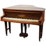 An early 20th mahogany cased baby grand piano by Ant Petrof, Czechoslovakia, H-100cm L-140cm W-