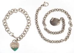 Tiffany & Co., a Return to Tiffany silver bracelet with blue enamel splash finish and Return to