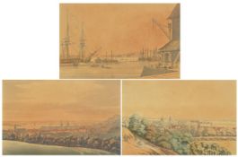 Joseph Constantine Stadler - View of Greenwich and Down the River, View of Greenwich and Up the