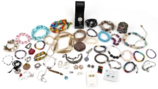 Vintage and later costume jewellery including bracelets, necklaces and earrings.