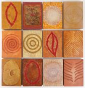 Ellie Yannas - Twelve Thoughts, mixed media abstract panels, 23cm x 18cm.