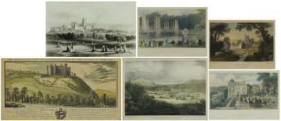 A group of six 19th century and later coloured engravings, the largest 19cm x 38cm.