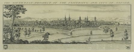 The Southwest Prospect of The University, and City of Oxford, late 18th century engraving, framed