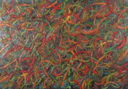 Abstract composition, 20th century continental school impasto oil on canvas, indistinctly