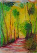 Donna Southern (Eastbourne 1960 2024) - Country Path, abstract composition, mixed media on paper,