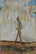 Donna Southern (Eastbourne 1960-2024) - Abstract figure, mixed media on board, unframed, 91cm x