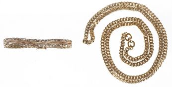 Grosse, a vintage German gilt metal necklace and bracelet, the necklace 90cm in length, total weight