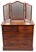 A late Victorian mahogany dressing chest of two short and two long drawers, on a plinth base, 82cm H