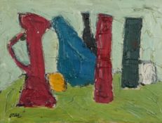 Manner of Nicolas de Staël - Abstract composition, French school oil on canvas, framed, 39.5cm x